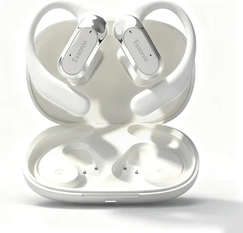 Vista 8 de Essonio Auriculares de oreja abierta inalámbricos con ganchos para los oídos, ultra ligeros, sonido estéreo potente 35 horas de reproducción Negro
