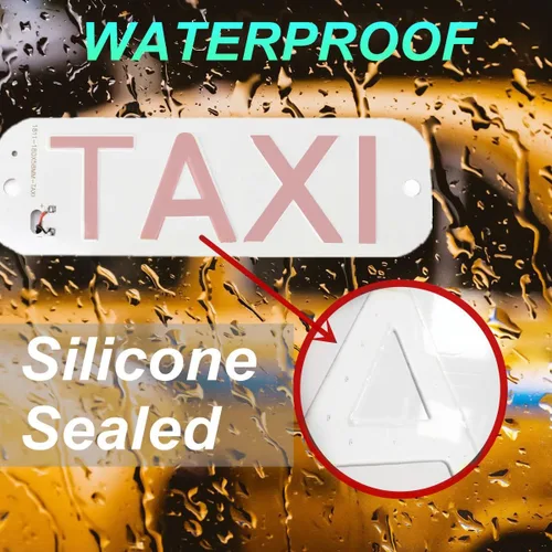 Vista 3 de Luz de taxi con enchufe Cig-arette, montaje de succión de taxi de 12 V CC en la lámpara de taxi con cubierta de viento del automóvil, 2 modos de Rojo