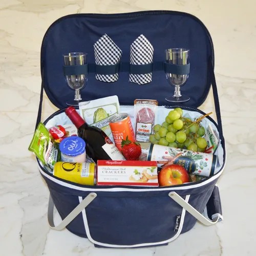 Vista 3 de Picnic at Ascot Cesta de picnic aislada plegable equipada con servicio para 2 - azul marino