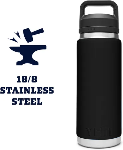 Vista 6 de YETI Rambler - Botella de 26 oz, aislada al vacío, de acero inoxidable con tapa Chug, color negro