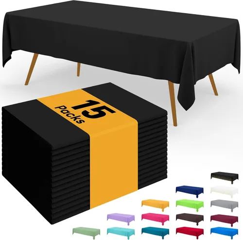 Vista 57 de Smiry - Juego de 6 manteles desechables, 54 x 78 pulgadas, manteles impermeables rectangulares para fiestas, cubierta de mesa de plástico