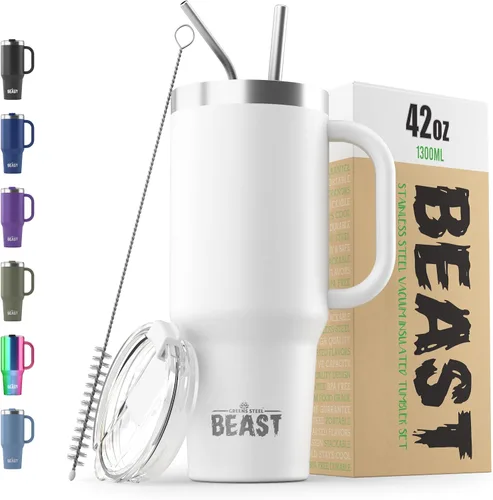 Vista 30 de Beast Vaso de 10 oz de Acero Inoxidable con Aislamiento al Vacío para Café y Hielo de Doble Pared Termo de Viaje (Blanco Ártico)
