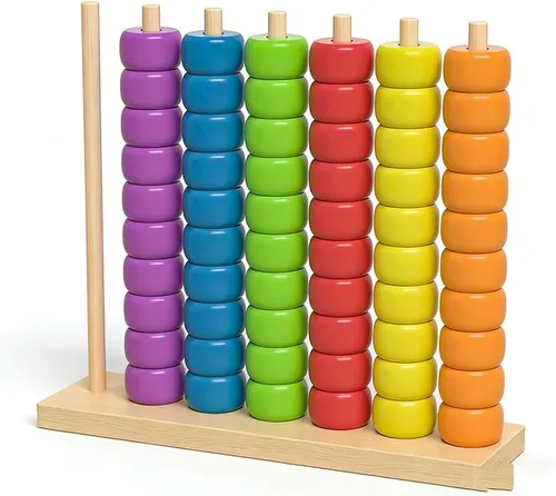 Vista 6 de Juego de rompecabezas apilable de anillos de arco iris de ritmo rápido 2026, juego de desafío de coincidencia de colores de madera para amantes