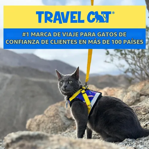 Vista 4 de Juego de arnés y correa de viaje para gato - Arnés de ajuste ajustable y correa reflectante - Chaleco cómodo para caminar para gatito para caminar