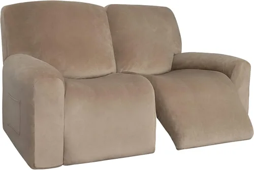 Vista 13 de Easy-Going Sofá biplaza reclinable de terciopelo con funda de consola central, fundas elásticas para sofá reclinable de 8 piezas, funda de sofá