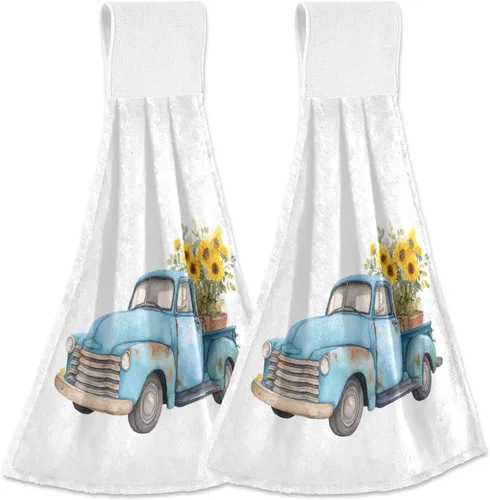 Vista 22 de Boccsty Toallas de cocina colgantes de acuarela abstracta de otoño, 2 piezas de hojas de otoño, toallas de mano, toallas de barra de té, toallas