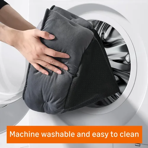 Vista 6 de Amazon Basics Cama redonda para perros pequeños, camas para gatos de interior, cama lavable para cachorros con cojín de felpa suave, parte inferior