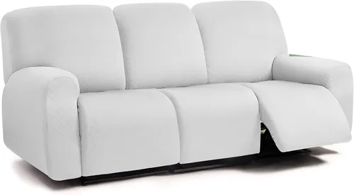 Vista 13 de ULTICOR Fundas para sofá reclinable de 8 piezas con diseño de jacquard cuadrado, fundas elásticas para sofá reclinable de 3 cojines, gruesas, suaves