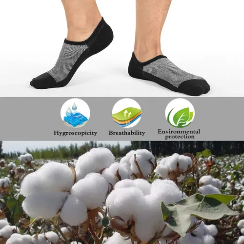 Vista 4 de Faustine Calcetines invisibles de corte bajo para hombre, antideslizantes, 8 pares, 16 pares