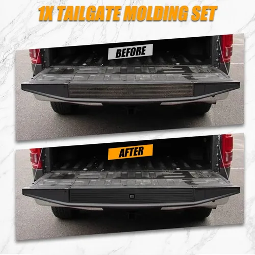 Vista 2 de RANSOTO Moldura para portón trasero compatible con Ford F150 F-150 2015-2020 Tapa protectora flexible para escalón superior Reemplaza FL3Z9940602B