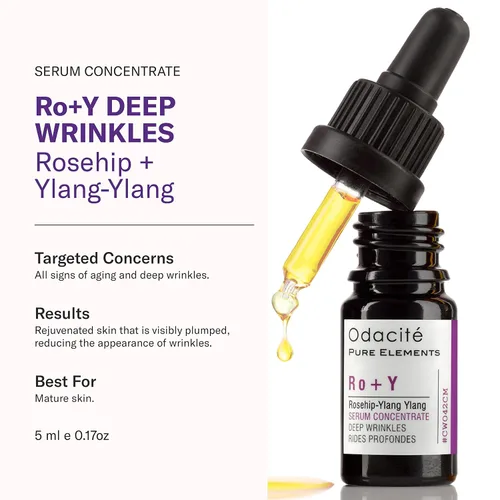 Vista 2 de Odacité - Suero concentrado antienvejecimiento con rosa mosqueta + ylang-ylang, suero facial ligero para piel madura, líneas finas, nutre para un