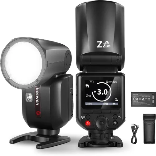 Vista 12 de NEEWER Z2PRO-C 2.4G TTL Flash Speedlite de cabeza redonda compatible con Canon, inalámbrico compatible con Godox, interfaz de usuario mejorada, 76Ws