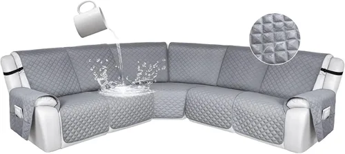 Vista 106 de HDCAXKJ Fundas de sofá seccional reclinable 100% impermeable, forma de L, funda de sofá reclinable lavable acolchada suave para mascotas, perro