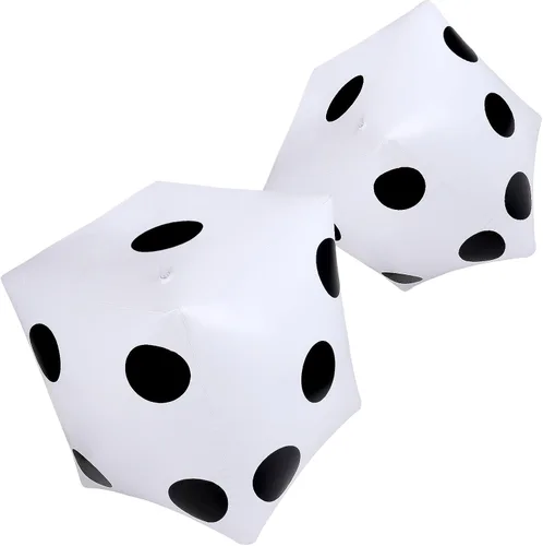 Vista 8 de CCINEE Dados inflables gigantes de 20 pulgadas, dados inflables gigantes blancos y negros para juego de mesa al aire libre y decoración de fiesta
