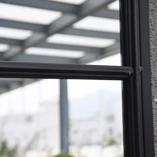 Vista 4 de PARISLOFT Espejo rectangular de pared alto, espejo de ventana con marco de metal para sala de estar, tocador de baño o dormitorio, decoración