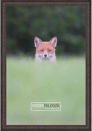 Vista 11 de Poster Palooza 3x3 Inch Ornate Cherry Complete Wood Square Picture Frame with UV Acrylic Plexiglass, Foam Board Backing & Hardware Included - 3x3