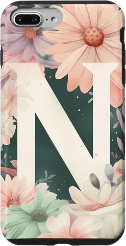 Vista 12 de iPhone 16 Beautiful Daisy Flowers Initial Letter N Monogram Watercolor Case