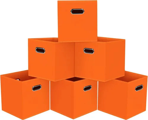 Vista 13 de Cubos de almacenamiento plegables negros, caja de almacenamiento de tela, cestas organizadoras con asas dobles para organizador del hogar (negro)