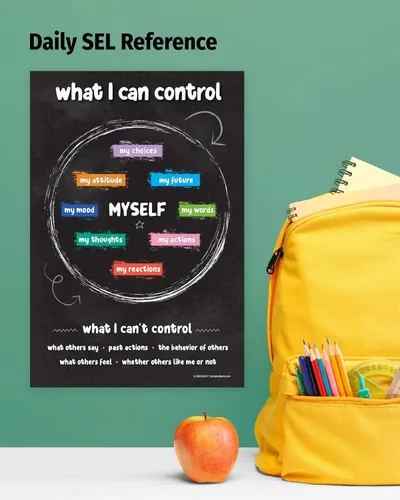 Vista 4 de ZOCO Póster de cosas que puedo controlar - Herramienta de mentalidad de salud mental y crecimiento para adolescentes - Arte de pared SEL para aulas