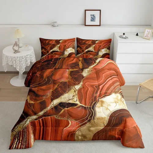 Vista 28 de Juego de edredón de mármol negro individual, ropa de cama dorada agrietada para adultos, hombres y mujeres, juegos de edredón de textura metálica