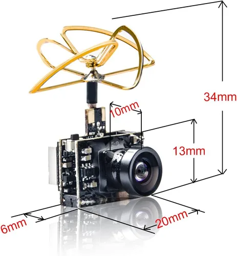 Vista 6 de AKK A2 5.8Ghz 200mW FPV Transmisor Raceband 600TVL 1/4 Cmos Mini FPV Micro AIO Cámara con Antena Trébol para FPV Drone