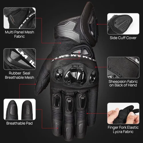 Vista 5 de ILM - Guantes de motocicleta para hombres y mujeres con pantalla táctil, guantes de equitación para motocross, bicicleta de tierra, ATV, modelo-WD01