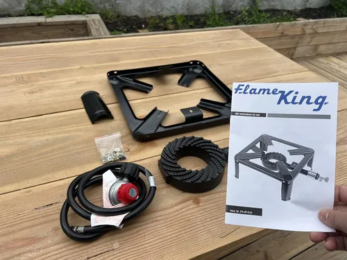 Vista 5 de Flame King Trabajo Pesado 120,000 BTU, 0-20 PSI, Freidora de Pavo Quemador Individual de Propano Bayou Cooker, Estufa Exterior para Elaboración