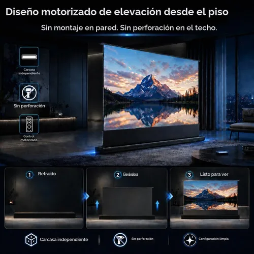 Vista 4 de IN&VI - Proyector motorizado ALR de 100 pulgadas con pantalla de proyector de suelo y proyector de tiro largo