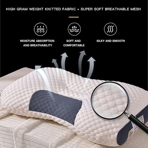 Vista 4 de Almohadas para dormir de lado, almohada de protección de vértebra cervical, almohada de cama de altura ajustable para dolor de cuello, almohada