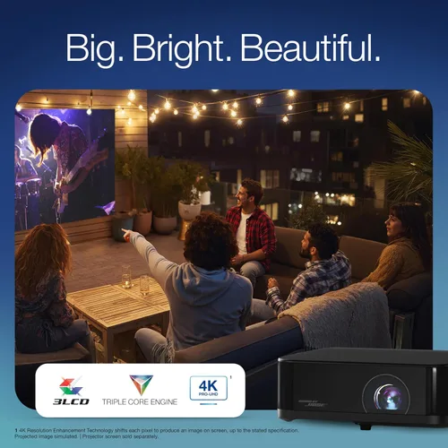 Vista 2 de Epson Lifestudio Pop Plus 4K PRO-UHD - Proyector personal de estilo de vida, 700 lúmenes de color y brillo blanco, sonido por Bose, Google TV, motor