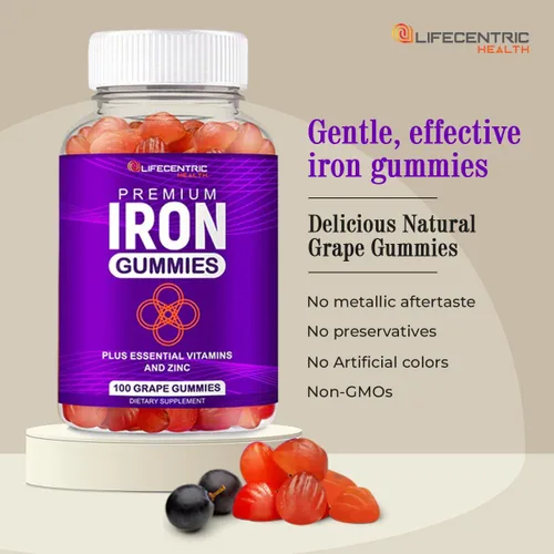 Vista 11 de LifeCentricHealth - Gomitas de hierro Gomitas de biotina, zinc, vitamina B, ácido fólico, veganas, sin gluten, para mujeres y hombres