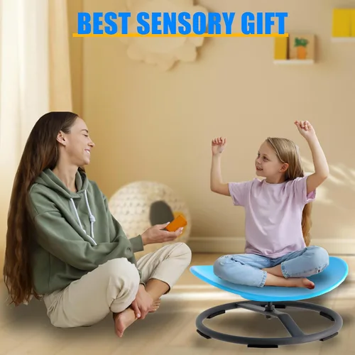 Vista 8 de Silla giratoria para niños autistas, silla giratoria sensorial para niños con autismo, TDAH, juguetes sensoriales para sentarse y girar para niños