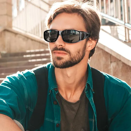 Vista 72 de Night Vision Driving Glasses for Men & Women - Polarized Anti Glare Fit Overs with Wrap-Around HD Yellow Lens