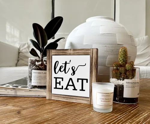 Vista 5 de Letreros de madera inspiradores, letrero de comer, decoración de cocina, caja de placas de madera, decoración de escritorio, placa de madera