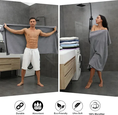Vista 6 de Juego de toallas de baño extra grandes y juego de toallas de baño ultrasuaves (35 x 70 pulgadas), 8 piezas