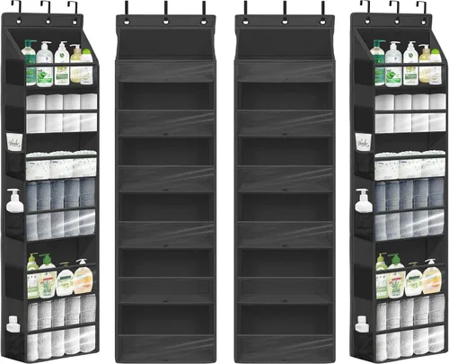 Vista 20 de Organizador de puerta con 6 bolsillos extra grandes, 12 bolsillos laterales, estante de almacenamiento resistente para armario, organizador de Beige