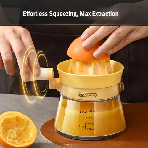 Vista 2 de Exprimidor manual de cítricos con manivela giratoria, prensa manual de gran capacidad de 16.9 fl oz para toronja limón, naranja, lima, extracción