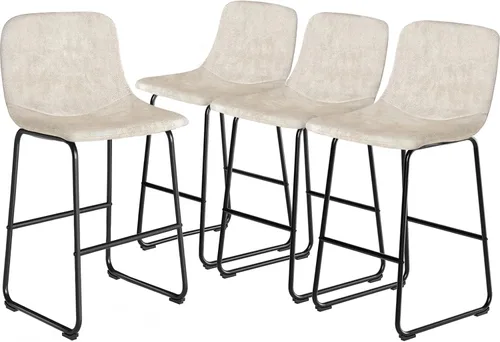 Vista 34 de TAVR Furniture Leathaire - Juego de 2 taburetes de tela con altura de mostrador, sillas de isla sin brazos, con capacidad para hasta 500 libras