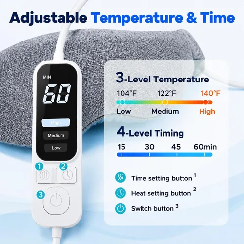 Vista 3 de Ezona Máscara térmica para ojos secos, compresa ocular cálida para tratamiento de ojos de orzuelo, MGD y blefaritis, almohadilla térmica lavable