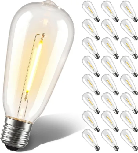 Vista 10 de Paquete de 10 bombillas LED, bombillas de repuesto regulables inastillables de 0.6 W, ST40 E17, bombillas de plástico transparente para tira