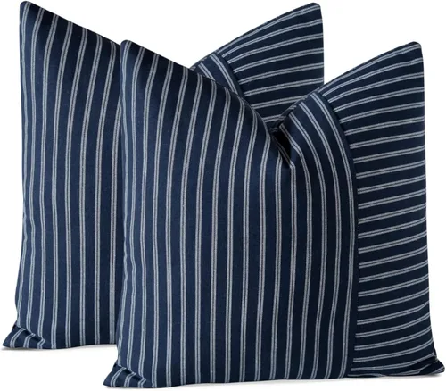 Vista 10 de OTOSTAR Paquete de 2 fundas de almohada a rayas con retazos de estilo campestre, fundas de cojín modernas para decoración del hogar, fundas