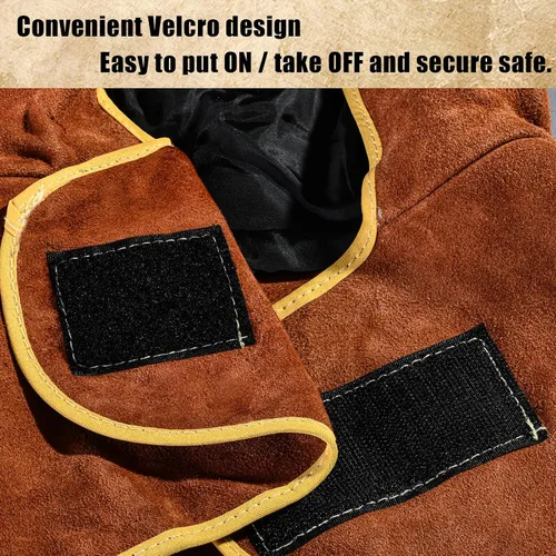 Vista 5 de Capucha de Soldadura de Cuero - Capucha de Cuero de Vaina Dividida para Soldadores con Cubierta de Cuello y Hombro - Protección Completa