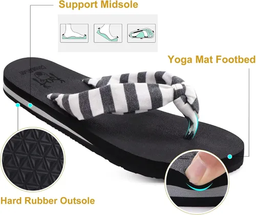 Vista 5 de KuaiLu Women's Yoga Foam Flip Flops with Arch Support Thong Sandals Non-Slip