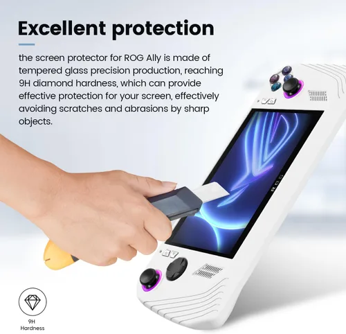 Vista 5 de sarlar Protector de pantalla para ASUS ROG Ally [7 pulgadas], paquete de 3 películas de vidrio templado, ultra HD, dureza 9H, resistente a