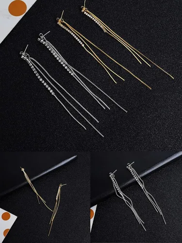 Vista 3 de Long Tassel Dangle Earrings for Women Gold Long Threader Earrings Chain Drop Earrings