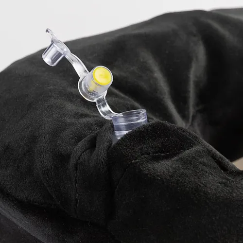 Vista 4 de Almohada inflable de viaje, soporte de almohada para el cuello para viajes, aviones, automóviles y oficinas con bolsa de transporte compacta, funda