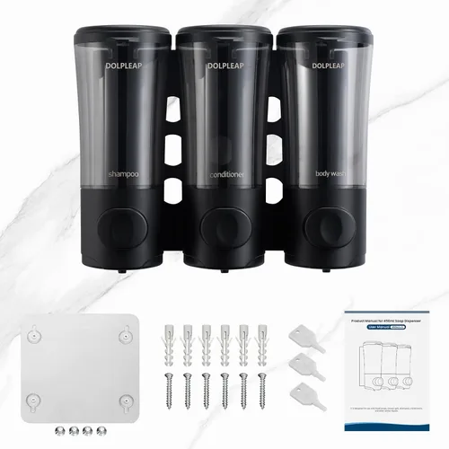 Vista 6 de Dispensador de champú acondicionador de gel corporal, dispensador de jabón de ducha sin taladro, dispensador de champú montado en la pared