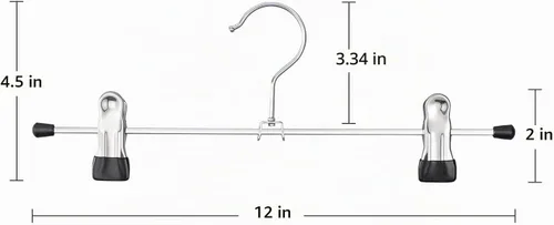 Vista 6 de Perchas para pantalones con clips, perchas para faldas, 12 pulgadas Negro-paquete de 12