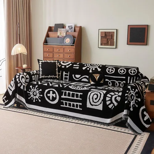 Vista 21 de DREAMINGO Funda de Sofá de Chenilla Beige Bohemia Geométrica Jacquard para Sofá de 3 Cojines Antideslizante Seccional Forma de L para Perros