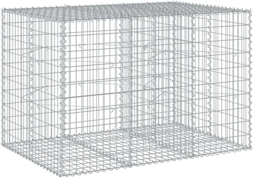 Vista 101 de vidaXL Cesta de gavión con tapa, 39.4 x 19.7 x 39.4 pulgadas, hierro galvanizado rectangular, resistente a la intemperie, montaje sin herramientas